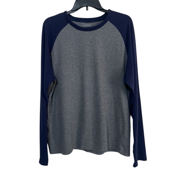 Haggar Other - Haggar Men's Long Sleeve Baseball Tee Heather Gray and Navy Blue Size Large